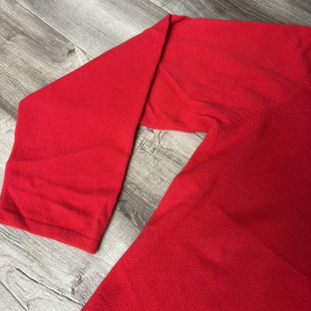 Vintage Queen of Scotland 100% Cashmere red Crewneck Sweater XL Classic Preppy - Picture 7 of 8